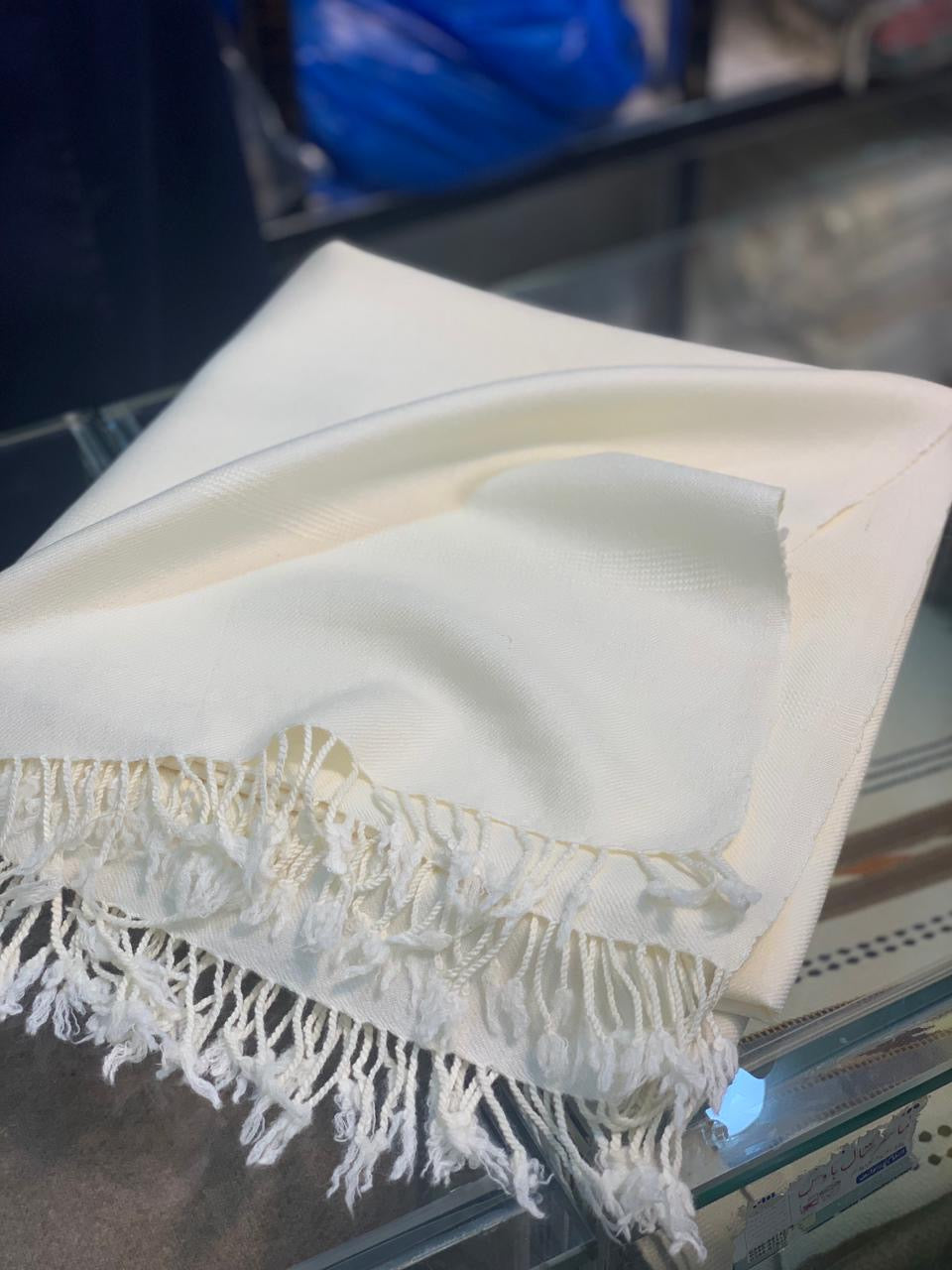 64 wool plain white Shawl