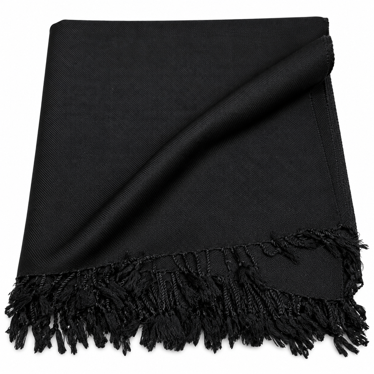 64 woollen Plain Black Shawl